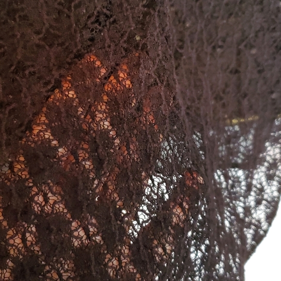 Polka-Dot Button Down Hi-Lo Sheer Lace Blouse - Picture 4 of 4